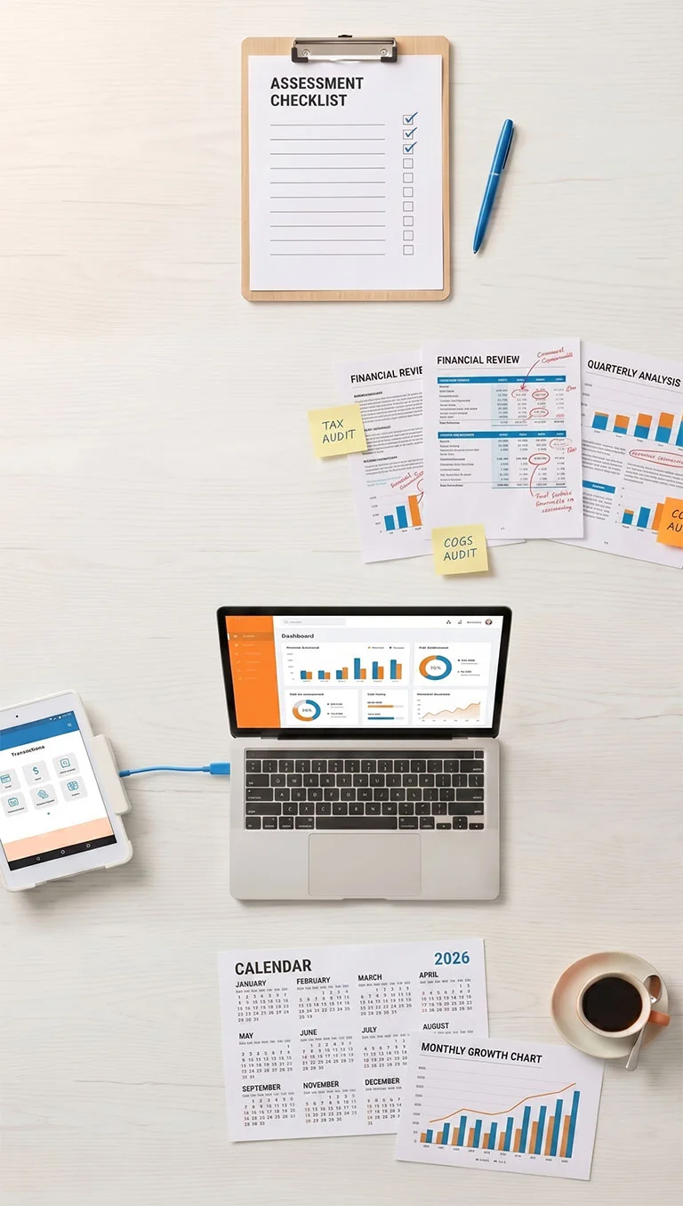 Proses kerja konsultasi keuangan F&B Guslan Putra